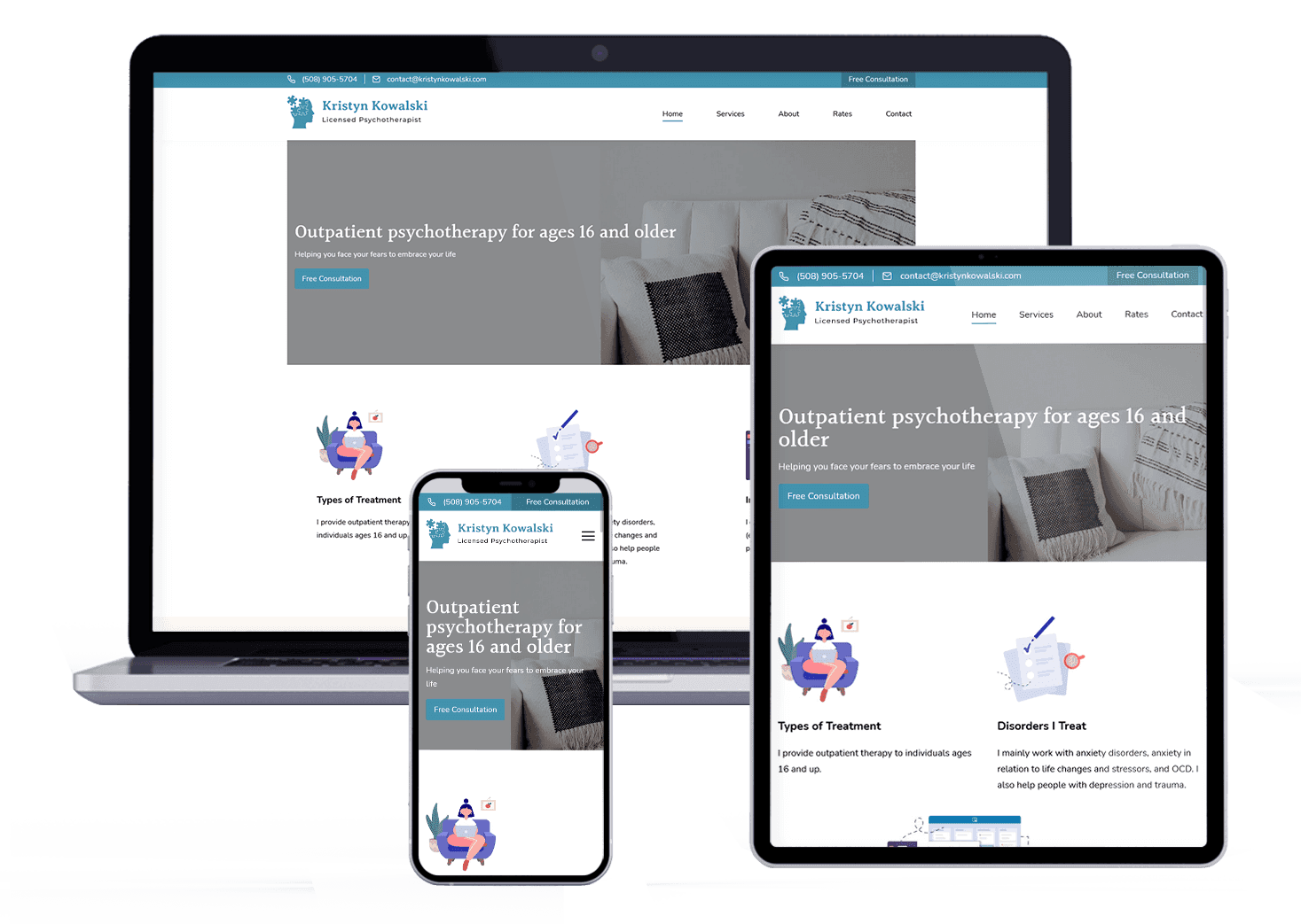 Therapist Website Screenshot - Multiple Devices